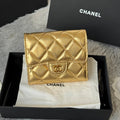 Chanel 25S Cf Small Tri Fold Wallet 11 in Gold Caviar Gold Hardware