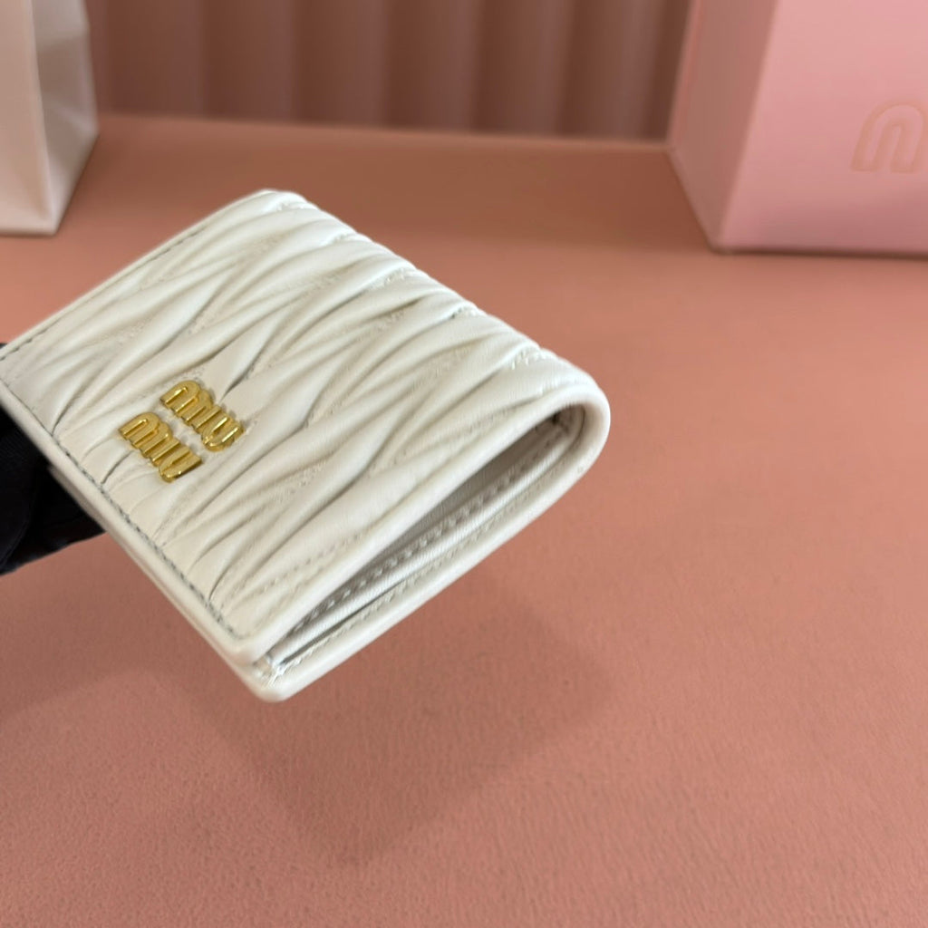 Small Matelassé Nappa Leather Wallet White