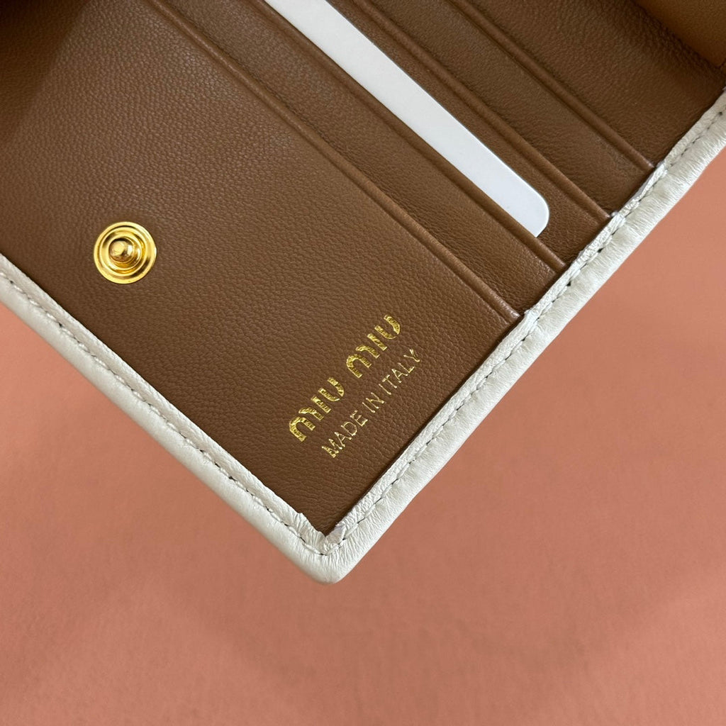 Small Matelassé Nappa Leather Wallet Brown