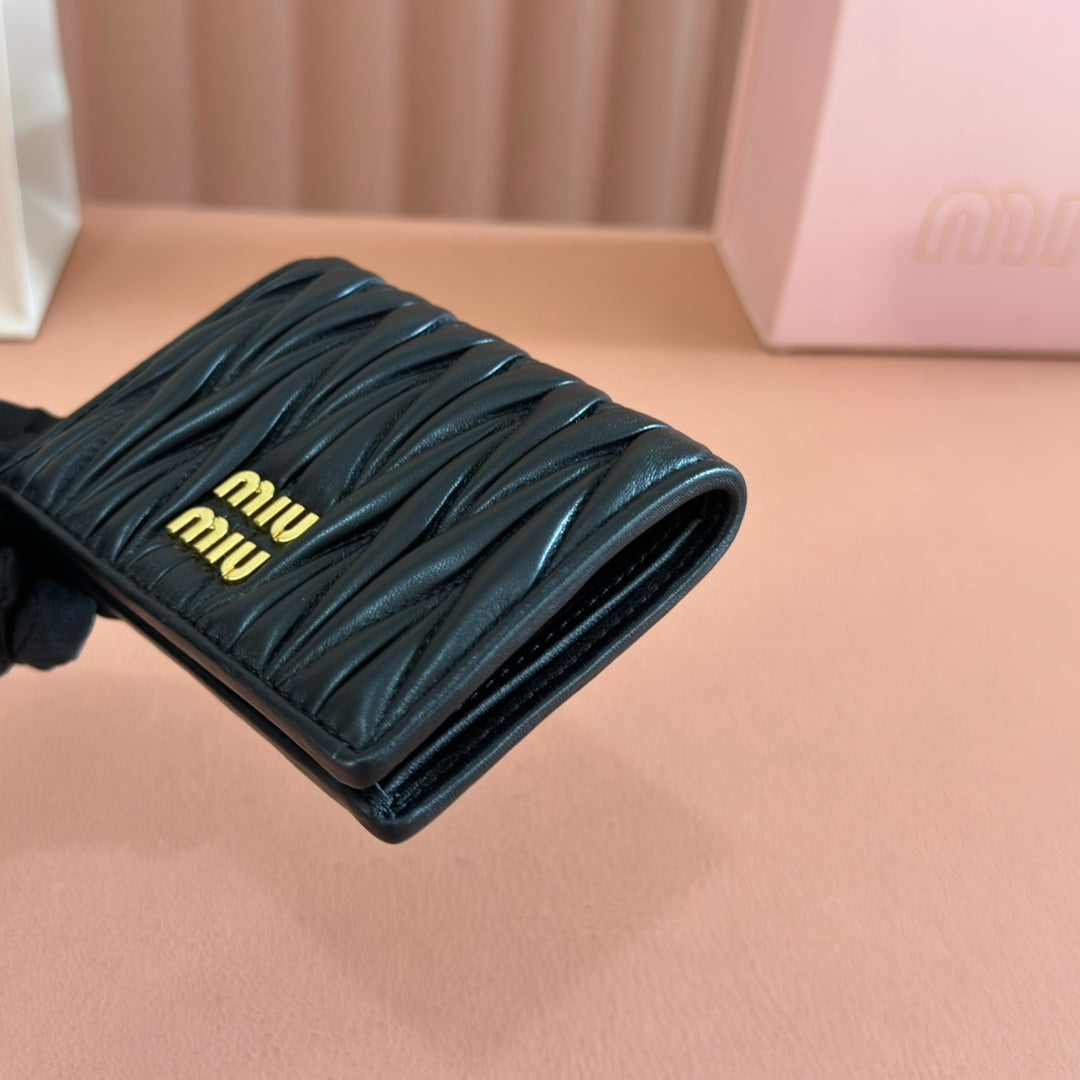 Small Matelassé Nappa Leather Wallet Black