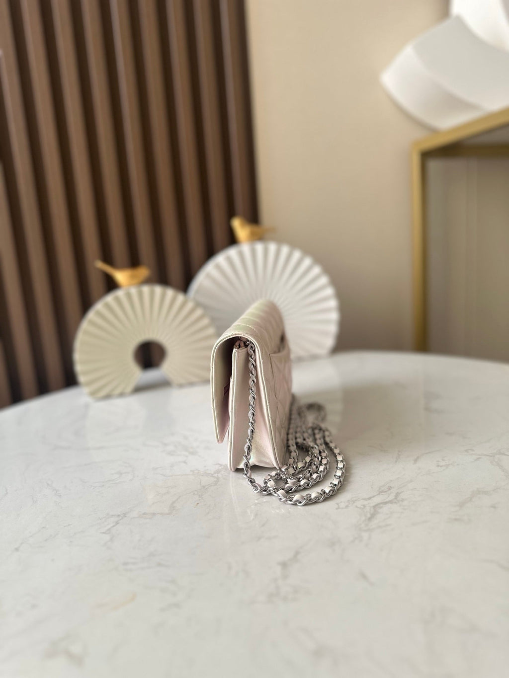 Chanel 25S Wallet On Chain 19 in Pearlescent Pink White Lambskin