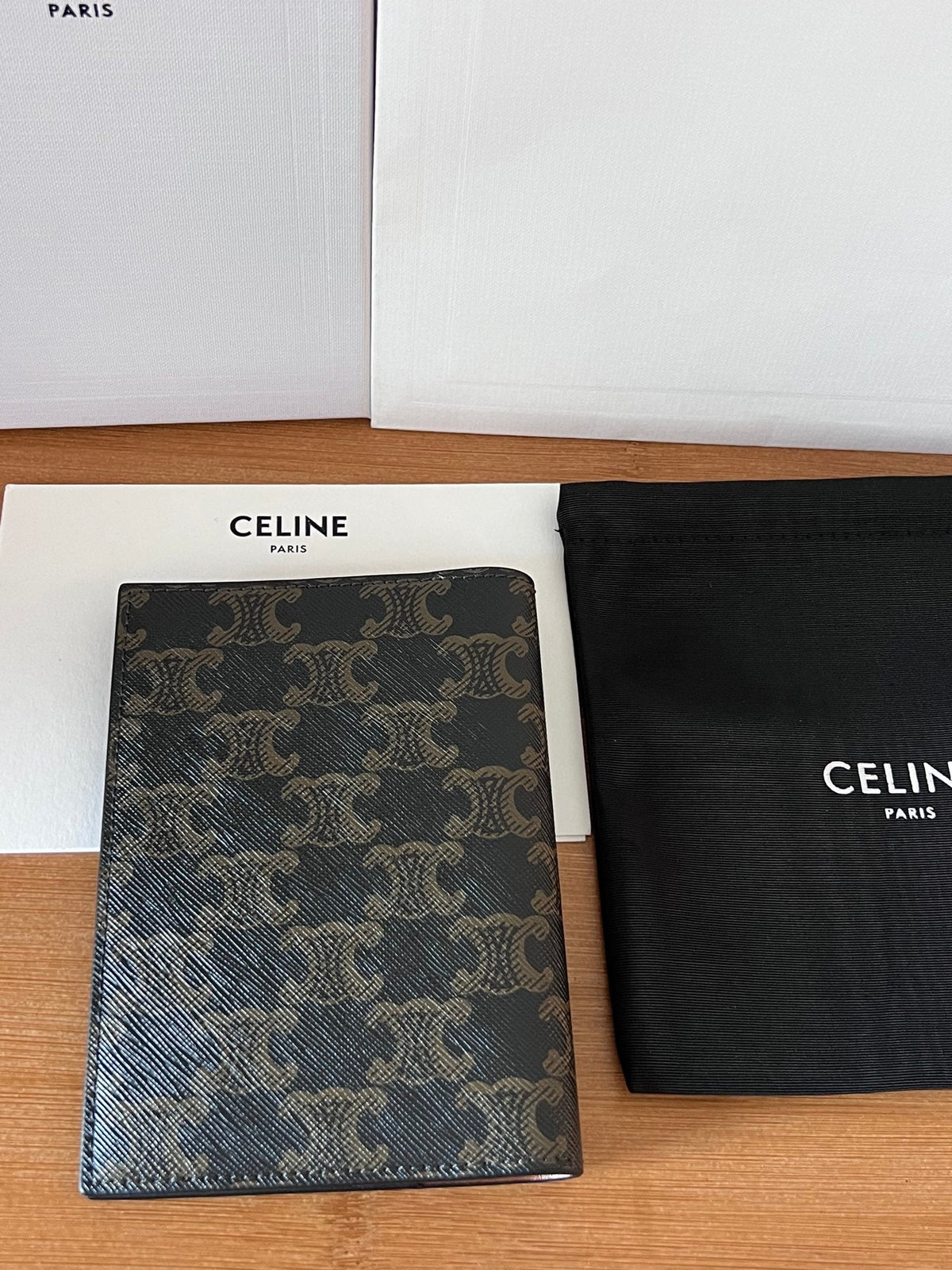 Celine 25S Passport Holder with Logo Print 13 in Calfskin