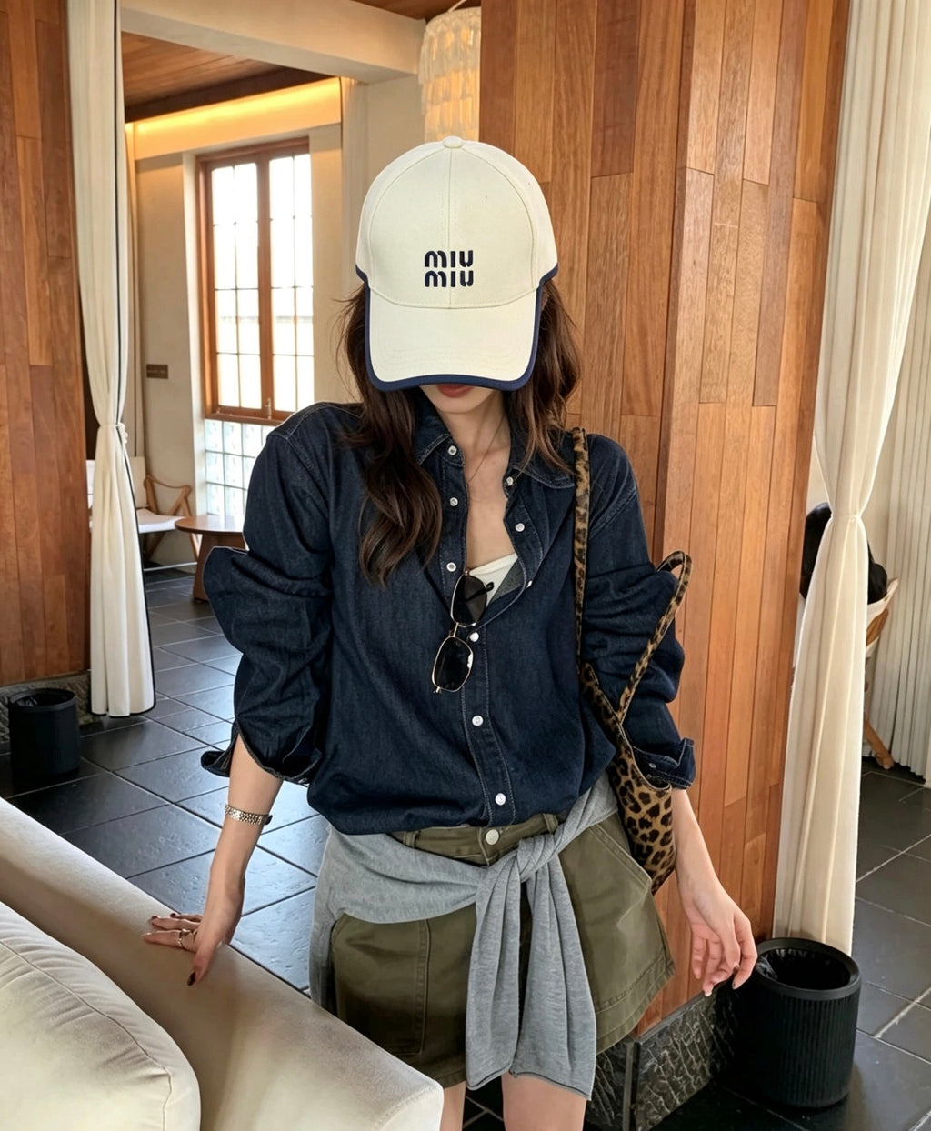 Miu Miu Color-Block Baseball Cap